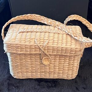 Woven Straw Crossbody Bag - Natural